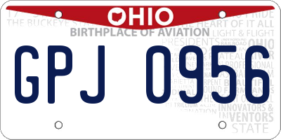 OH license plate GPJ0956