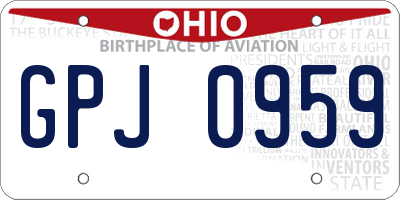 OH license plate GPJ0959