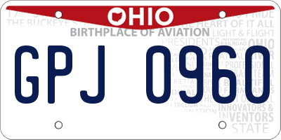 OH license plate GPJ0960