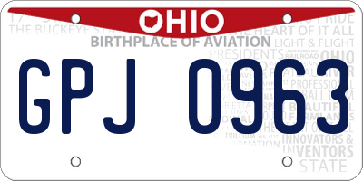 OH license plate GPJ0963