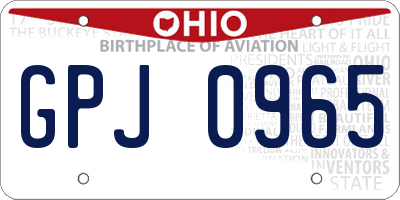 OH license plate GPJ0965