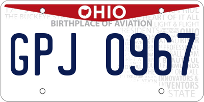 OH license plate GPJ0967