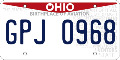 OH license plate GPJ0968