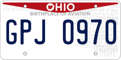OH license plate GPJ0970