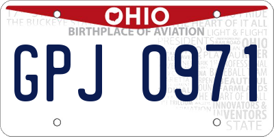 OH license plate GPJ0971