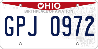 OH license plate GPJ0972