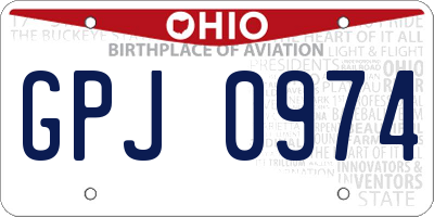 OH license plate GPJ0974