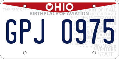 OH license plate GPJ0975