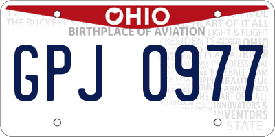 OH license plate GPJ0977