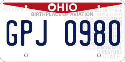 OH license plate GPJ0980
