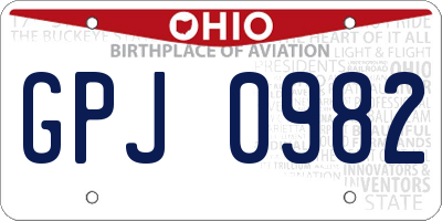 OH license plate GPJ0982