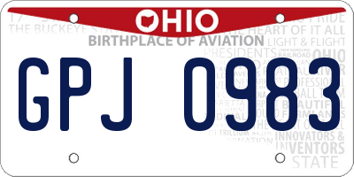 OH license plate GPJ0983