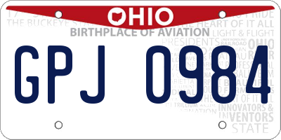 OH license plate GPJ0984