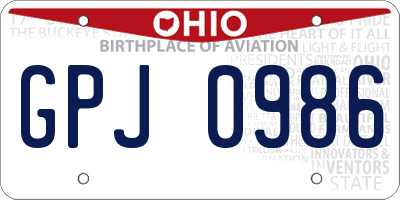OH license plate GPJ0986