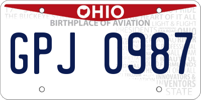 OH license plate GPJ0987