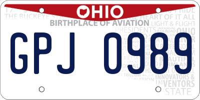 OH license plate GPJ0989