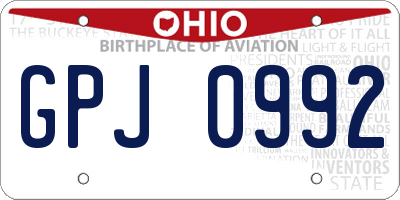 OH license plate GPJ0992