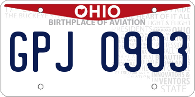 OH license plate GPJ0993