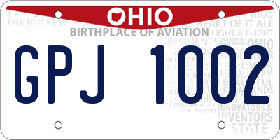 OH license plate GPJ1002