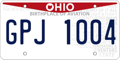 OH license plate GPJ1004