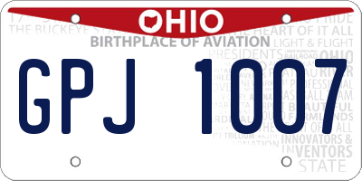 OH license plate GPJ1007