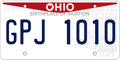 OH license plate GPJ1010