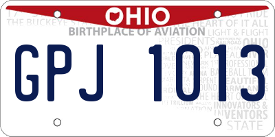 OH license plate GPJ1013