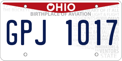 OH license plate GPJ1017