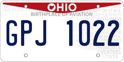 OH license plate GPJ1022