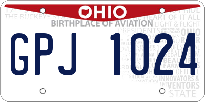 OH license plate GPJ1024