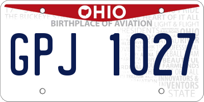 OH license plate GPJ1027