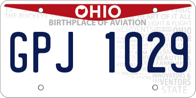 OH license plate GPJ1029