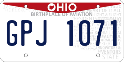 OH license plate GPJ1071