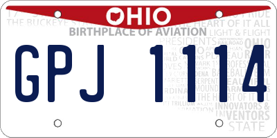 OH license plate GPJ1114