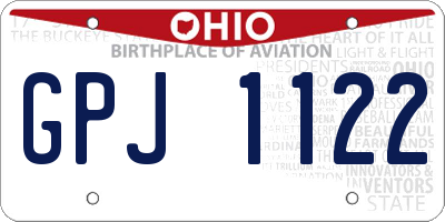 OH license plate GPJ1122