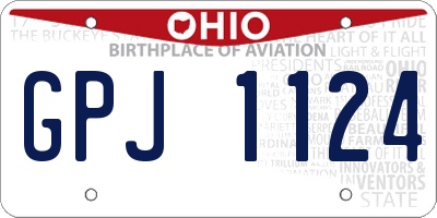 OH license plate GPJ1124