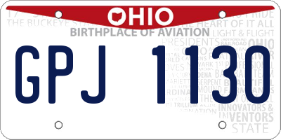 OH license plate GPJ1130