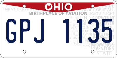 OH license plate GPJ1135