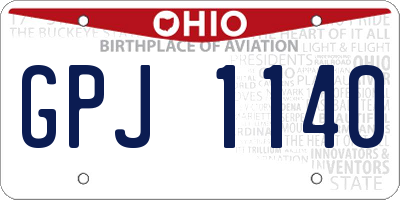 OH license plate GPJ1140