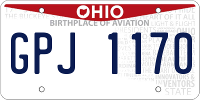 OH license plate GPJ1170