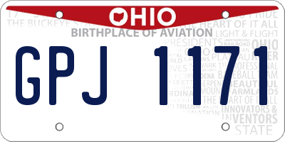 OH license plate GPJ1171