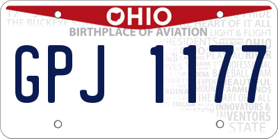 OH license plate GPJ1177