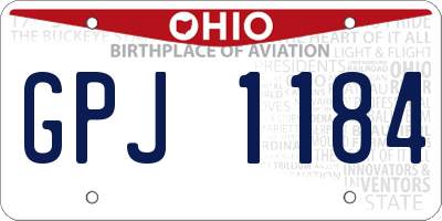 OH license plate GPJ1184