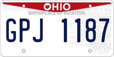 OH license plate GPJ1187
