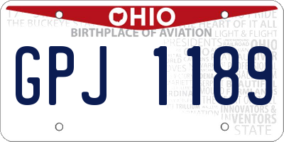 OH license plate GPJ1189