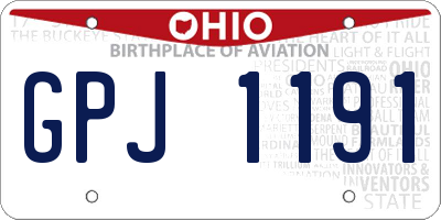 OH license plate GPJ1191