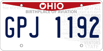 OH license plate GPJ1192