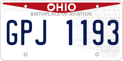 OH license plate GPJ1193