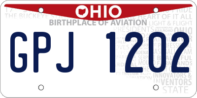 OH license plate GPJ1202