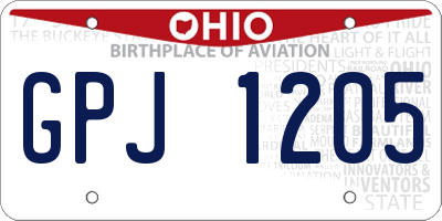 OH license plate GPJ1205